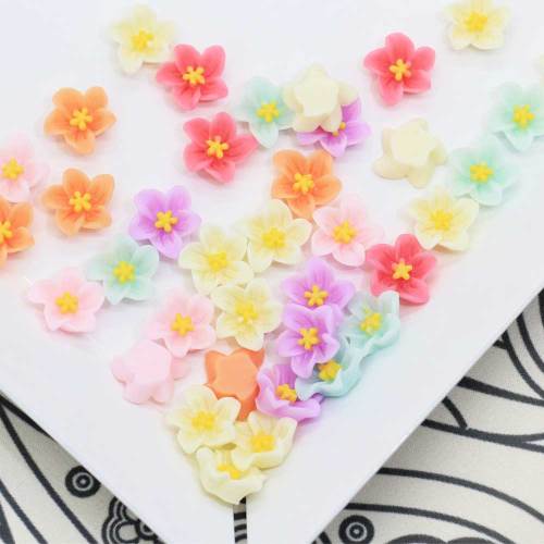 Mixed Color Cute Flower Shaped Resin Flat Back Cabochon For Handmade Craftwrok Decoration Charms Garment Hair Accessories