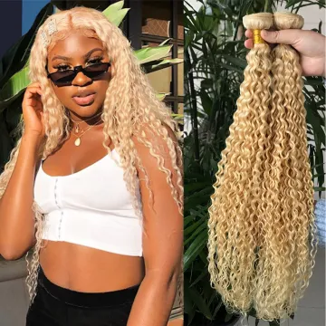 Wholesale 613 deep curly Blonde Virgin Hair Weave Bundles, 613# jerry curly hair,  kinky curly 613 wig blonde curly extensions