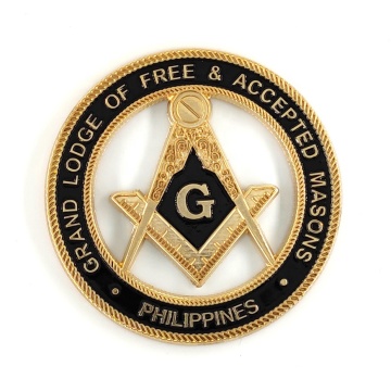 Custom 3-inch Zinc Alloy Masonic Emblem in Gold and Black for Philippine Grand Lodge F&AM - Car Accessory