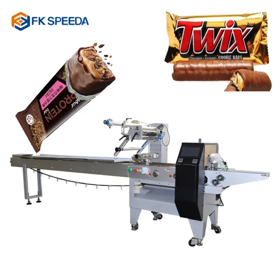 Automatic Horizontal Wrapper Pillow Packing Machine for Cookies, Cakes, Chocolate Protein Bars and More