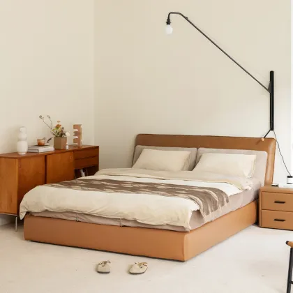 Seattle Upholstered Leather and Fabric Bed