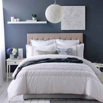 PURE & WHOLE cross embroidered bedding duvet cover set