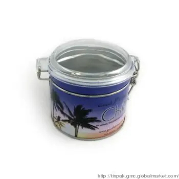 Hinged round tin airtight case