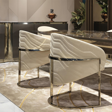 Modern Luxury Beige Leather Dining Chairs for Hotels and Restaurants
