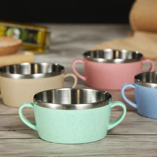 Mini Cute Kids Bowl Wheat Stainless Steel Bowl