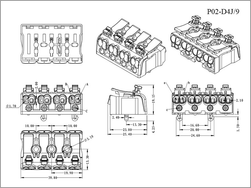 push wire connector 4 poles