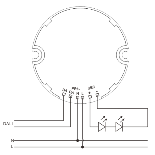 Кампактны святлодыёдны драйвер пастаяннага току TINY DALI