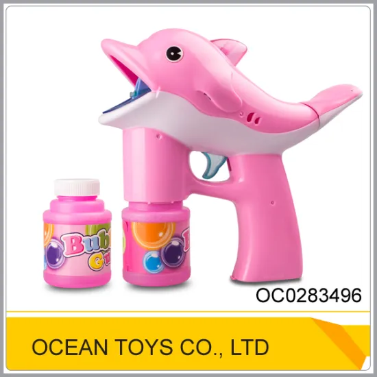 Summer plastic pink dolphin design bubble schooter gun toy OC0283496