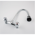 Wall Mounted Kitchen Faucets SS Dual Hole 360 swivel kitchen Cold and Hot Mixer Tap with universal head