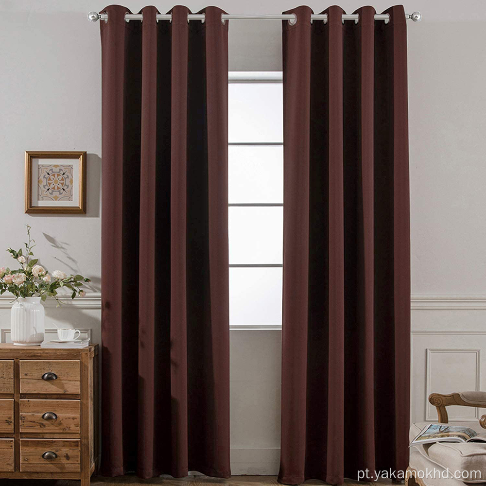 Novo design de cortinas blackout castanho chocolate