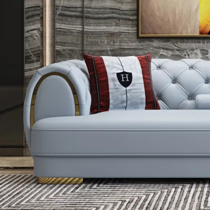 Modern European High-End Leather Sofa - Comfortable Upholstery Furniture