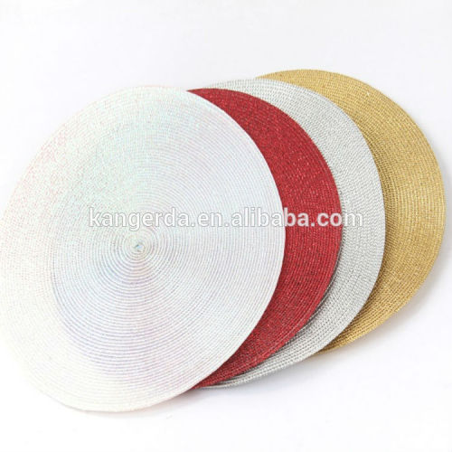 golden christmas placemat/shine round red placemat/round pp placemat/metallic round placemat