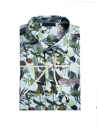 Long Sleeved Lapel Printed Shirt