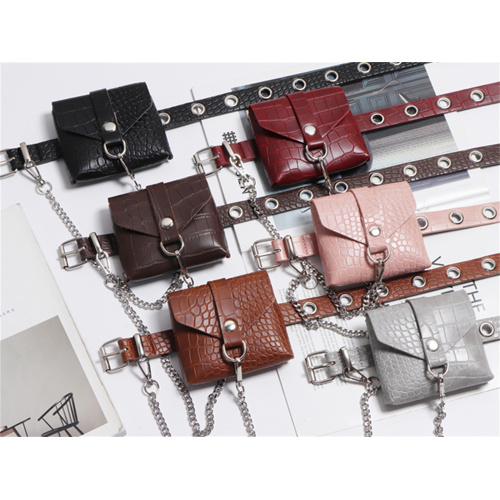 Fashion All-match Grey&Pink Croco Lipstick Belt Bag