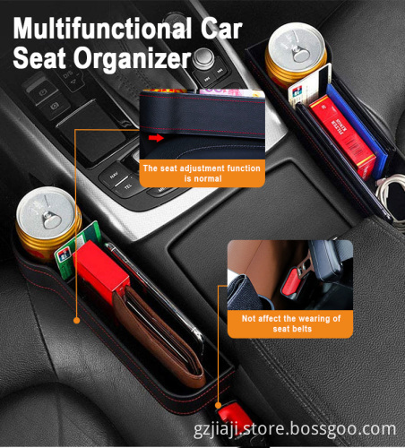 Universal Leather Car Seat Gap Filler Organizer with Cup Holder