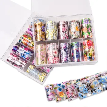 Qianya 2024 High Quality Gradient Marble Nail Transfer Foils