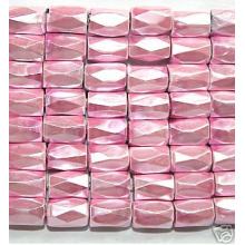 Pale Pink Hematite 18 Faced Tube Beads 5X8MM Grade AB