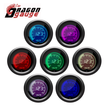 52mm LCD Car Motorcycle Dual View Digital Volt Gauge 8~18V 12V