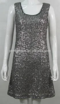 Pretty Steps 2015 sexy ladies tank short silver girls sequin dress bandage for party