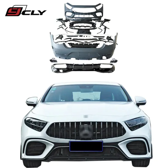 CLY C257 Car Bumper Kit for Benz C257, CLS260, CLS300, CLS63 AMG - Front Bumper, GT Grille, Rear Bumper, Exhaust Pipe Upgrade