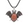 Red Goldstone 13X18mm Cabs Antique Silver Alloy Antique Silver Alloy Bat Pendant Necklace 45cm Black Cord