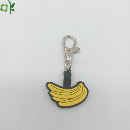 Entrega rápida Banana Shape Silicone Pet Tag Keychain