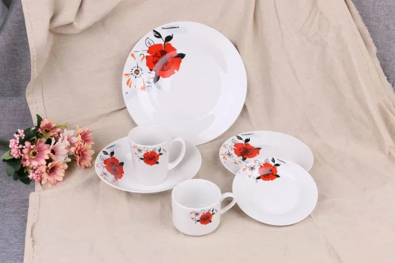 20PCS Eco-Friendly Healthy Luxury Dinner Set with Colorful Decal Porcelainware