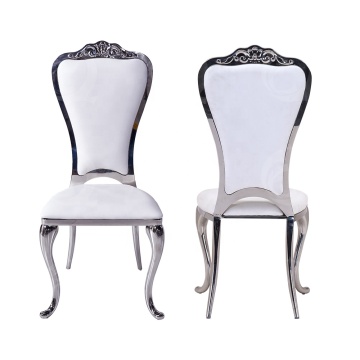 European Royal Style High Back Dining Chair - Gold/Silver Stainless Steel Classical Design Metal Chair