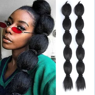24inch Synthetic Lantern Bubble Braids kinky Straight Ponytail Drawstring Black Brown Hair Extension For Women