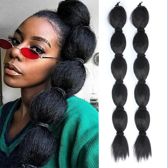24inch Synthetic Lantern Bubble Braids kinky Straight Ponytail Drawstring Black Brown Hair Extension For Women