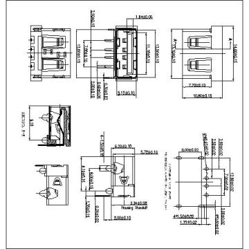 USB Type Receptacle Angle DIP12.80mm Short Body