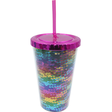 Custom Logo Glitter Tumbler with Lid and Straw