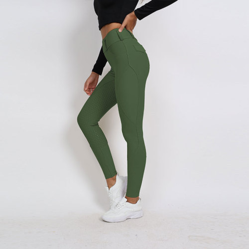 Hot Sale Ladies Full Seat Silicone Equestrian Green Breeches