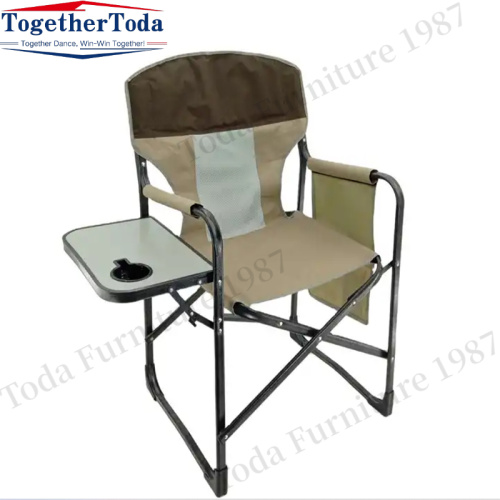 Collapsible portable outdoor lawn chair with tray