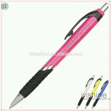 Durable smooth writing retractable ball pen with soft grip , promotional plastic pen , new ball pen