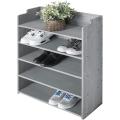 5-Tier Dark Gray Wood Entryway Shoe Storage Rack