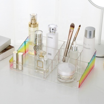 Boîte de rangement de tiroir cosmétique de grande capacité - Organisateur de maquillage en plastique arc-en-ciel