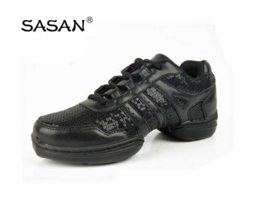 Spark Black Low Heel Split Sole Dance Sneakers