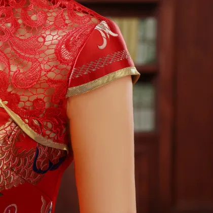 Wholesale Sexy Hollow Slimming Short Red Mandarin Gown Wedding Dress