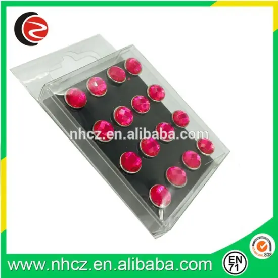 Rose Red Round Shaped Acrylic Diamond Push Pin