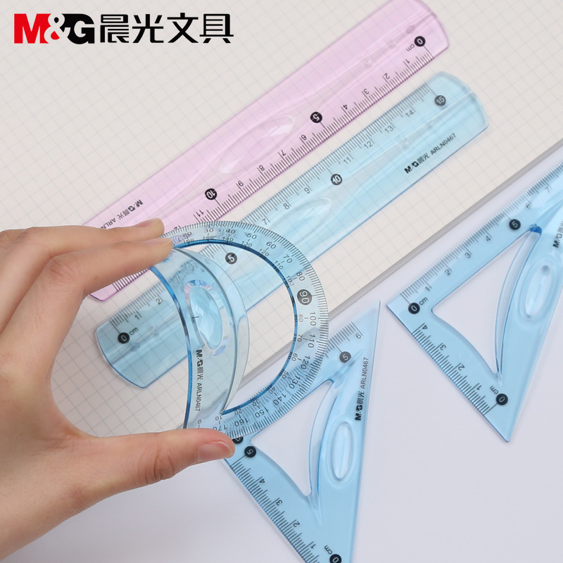 M&g Soft Flexible Geometry Ruler Set Maths Drawing Compass Stationery