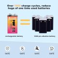 باتری لیتیومی قابل شارژ 4PCS 9V 5180mWh USB-C