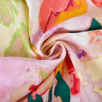 Wholesale Medium Weight Printed Woven Fabrics: 180gsm, 55% Linen & 45% Rayon Custom Designs