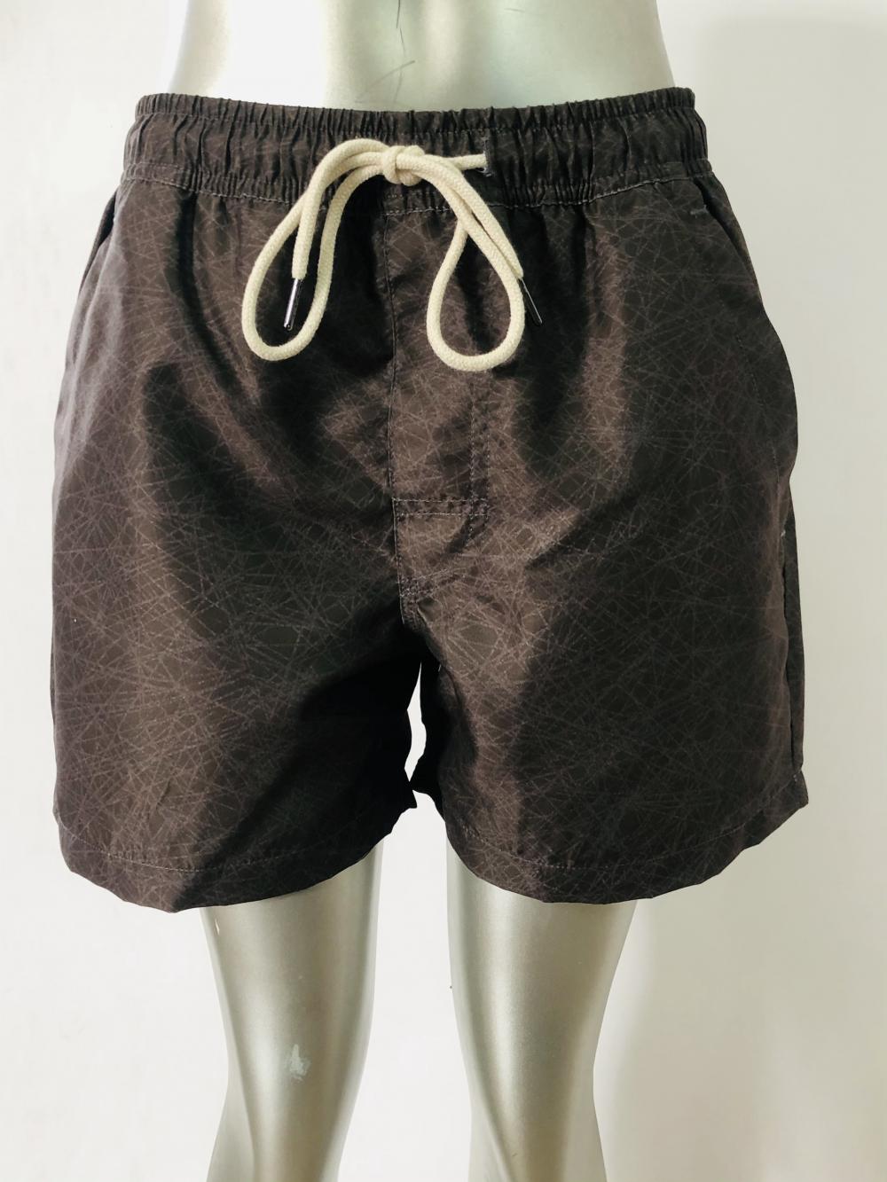 Shorts de praia masculinos com impressão fina marrom