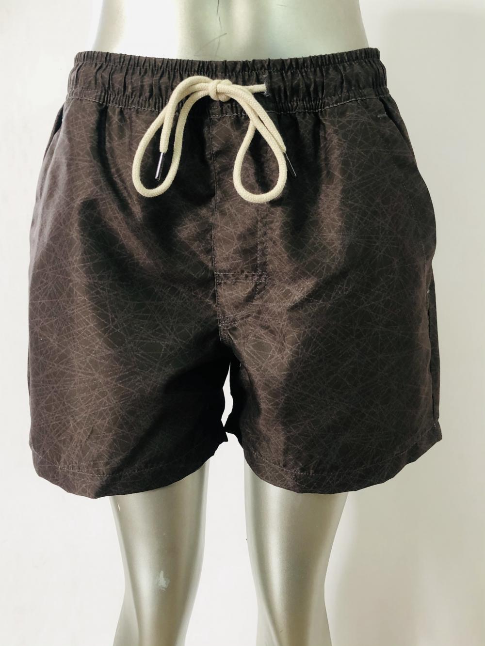 Herrstrandshorts med brunt fint tryck