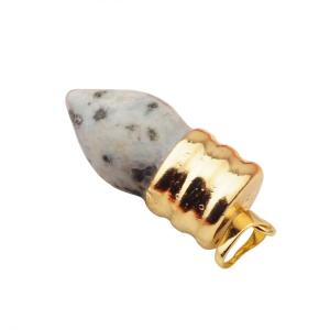 Bombilla de lámpara natural Dalmation Jasper Crystal Pendant Gold plateado