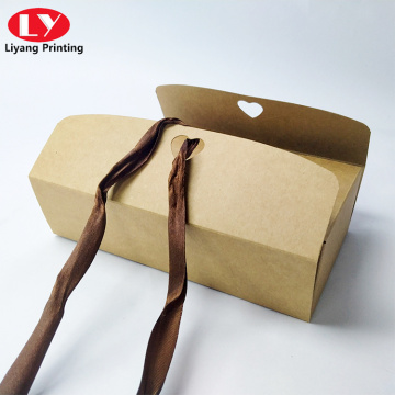 One-piece folding kraft paper box with ribbon