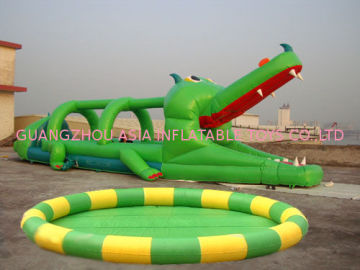 Oem Playground 0.9mm Pvc Inflatable Swimming Pools / Not Rust And Easy To Pull Zip