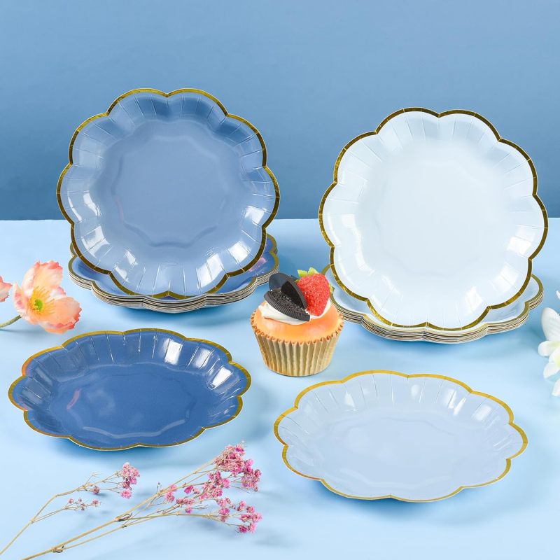 Dusty Blue 7 - inch Disposable Cake Plates, 48pcs