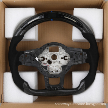 Half Alcantara Carbon Fiber Steering Wheel for Volkswagen VW Polo MK Golf 5 6 7 7.5 6R R Passat CC GTI GTE